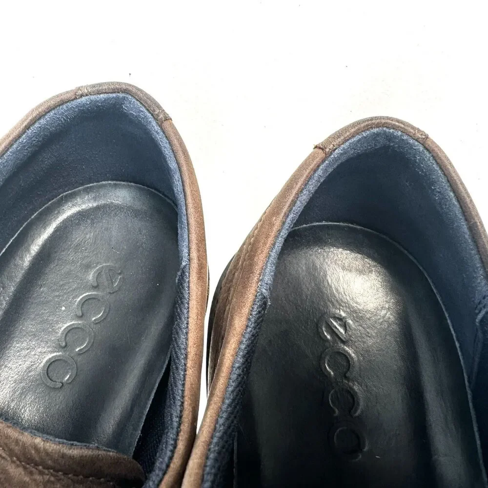 Ecco Kenton Wing Tip Oxfords Mens Sz EU 46 Brown Nubuck Leather